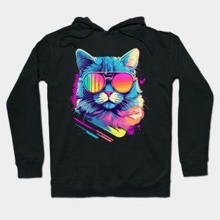 Party Cat in Sunglasses Men Women 80s 90s Retro Funny Cat Hoodie